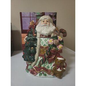 Festive Design Colorful Hand Painted Ceramic Santa Claus cookie jar 13 inches